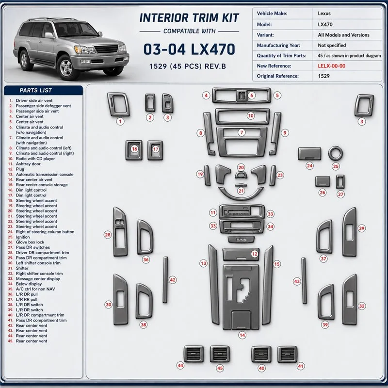 Lexus LX470 Not specified 3D Cockpit Dekor Interieurleisten Set 00-teilig