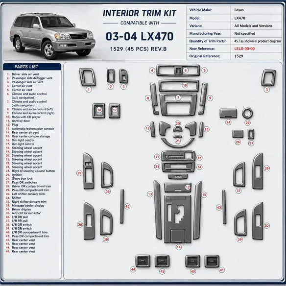 Lexus LX470 interieur dashboard decoratieset dashboard decor delen