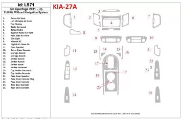 KIA Sportage 2011-UP Full Set, Without NAVI system Decor de carlinga su interior