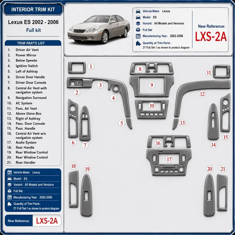 Lexus ES 2002-2006 Full Set interieur dashboard decoratieset dashboard decor