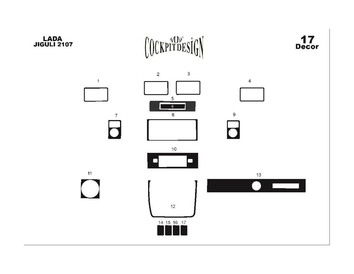 Lada Jiguli 2107 1980 3M 3D Interior Dashboard Trim Kit Dash Trim Dekor 17-Parts