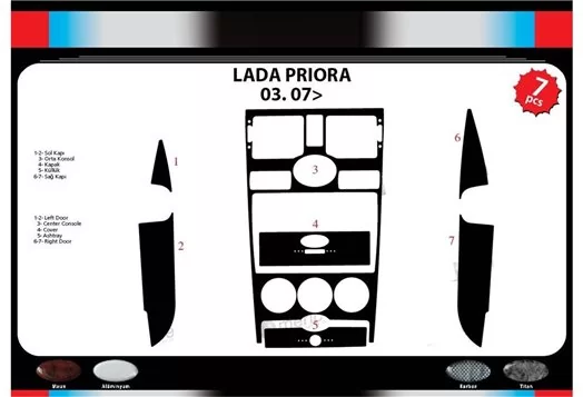 Lada Priora 03.2007 3M 3D Interior Dashboard Trim Kit Dash Trim Dekor 7-Parts