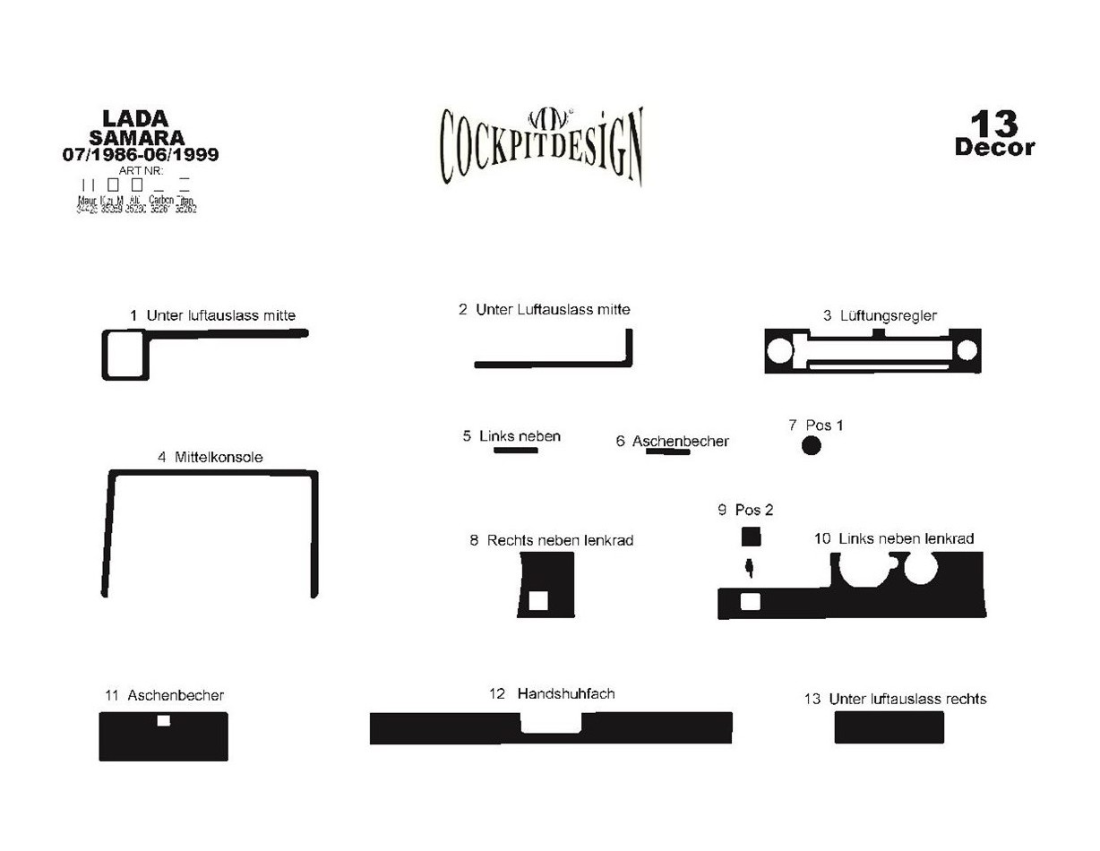 Lada Samara 07.86-06.99 3M 3D Interior Dashboard Trim Kit Dash Trim Dekor 13-Parts