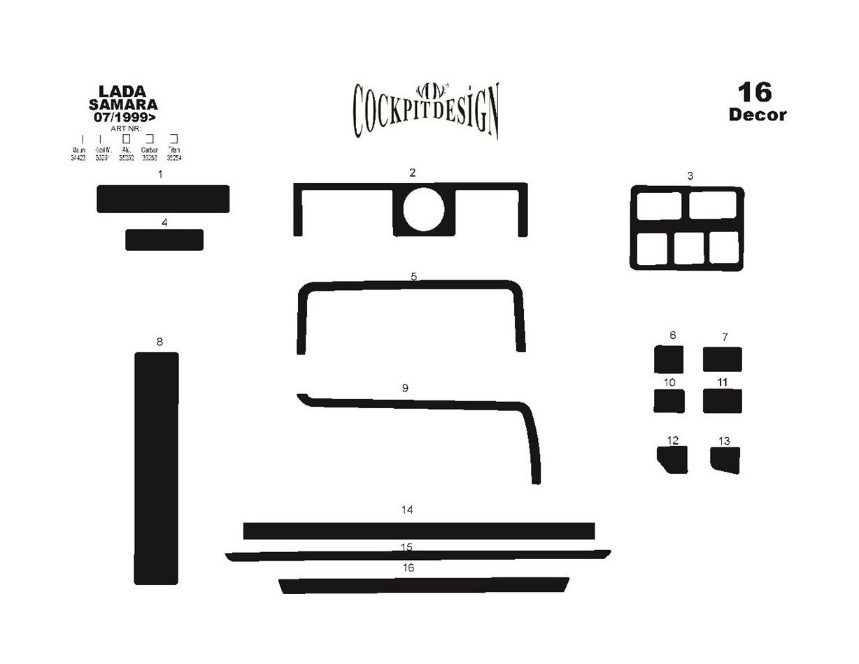 Lada Samara 07.99-12.02 3D Decor de carlinga su interior del coche 16-Partes