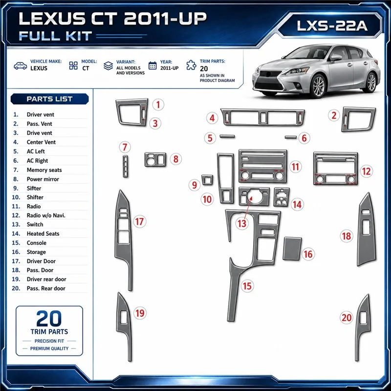 Lexus CT 2011-heden interieur dashboard decoratieset dashboard decor