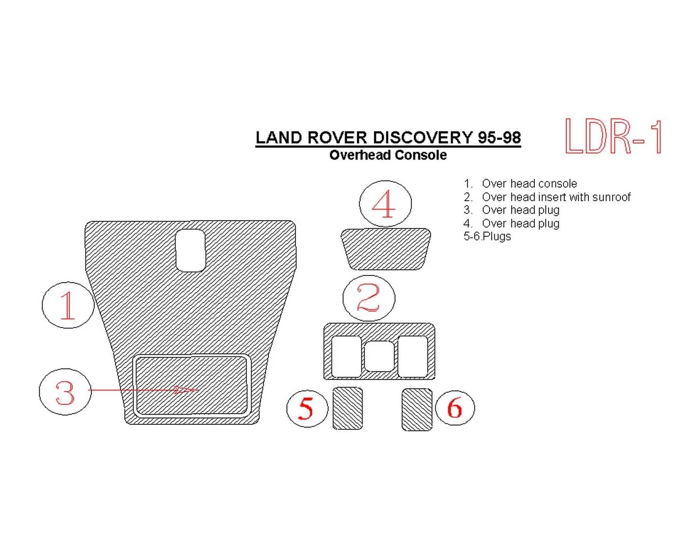 Land Rover Discovery 1995-1998 Overhead Interior BD Dash Trim Kit