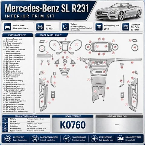 Mercedes-Benz SL R231 2012 3D Cockpit Dekor Interieurleisten Set 60-teilig