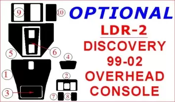 Land Rover Discovery 1999-2002 Overhead Console BD Interieur Dashboard Bekleding Volhouder