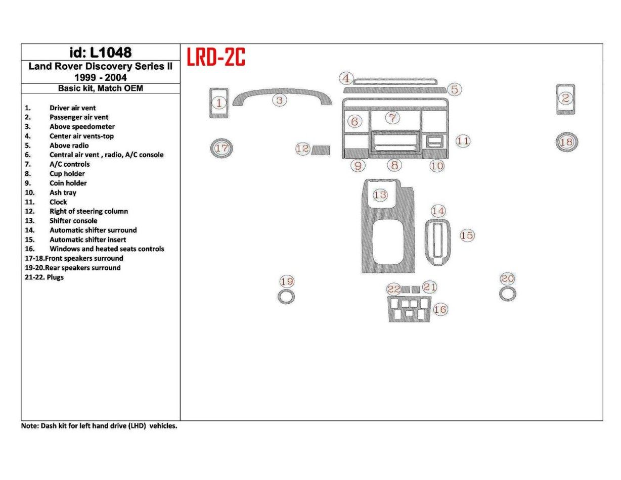 Land Rover Discovery 1999-2004 Basic Set, Without OEM Interior BD Dash Trim Kit