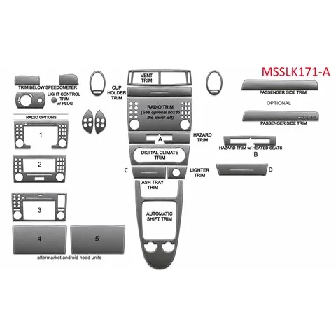 Mercedes-Benz SLK (R171) 2004-2010 3D Cockpit Dekor Interieurleisten Set 18-teilig 2