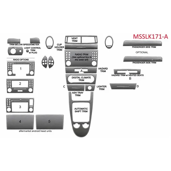Mercedes SLK (R171) 2004-2010 3D Interior Dashboard Trim Kit Dash Trim Dekor 18-Parts