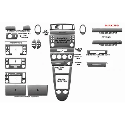 Mercedes-Benz SLK (R171) 2004-2010 3D Cockpit Dekor Interieurleisten Set 18-teilig 2