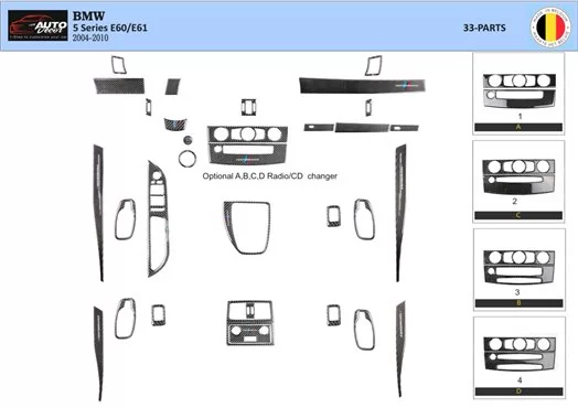 BMW 5 Series E60/E61 2004–2010 Kit Rivestimento Cruscotto all'interno del veicolo Cruscotti personalizzati 33-Decori