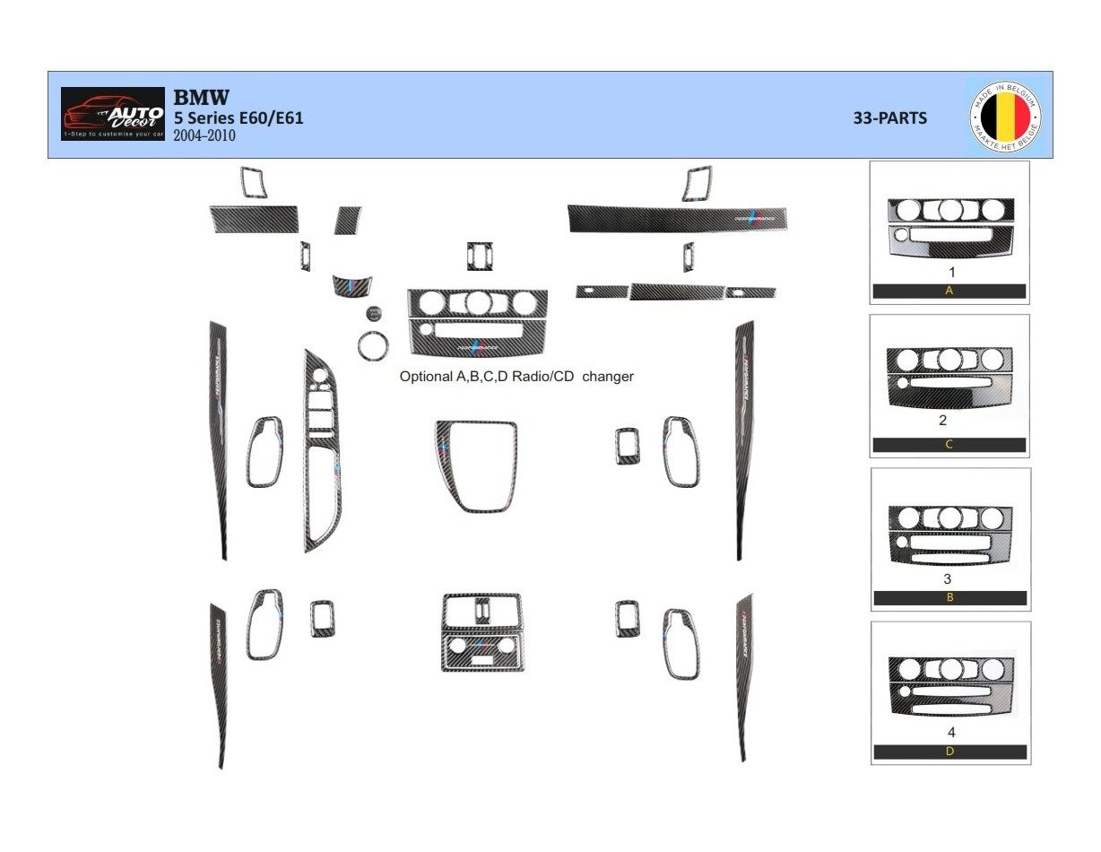 BMW 5 Series E60/E61 2004–2010 3D Decor de carlinga su interior del coche 33-Partes