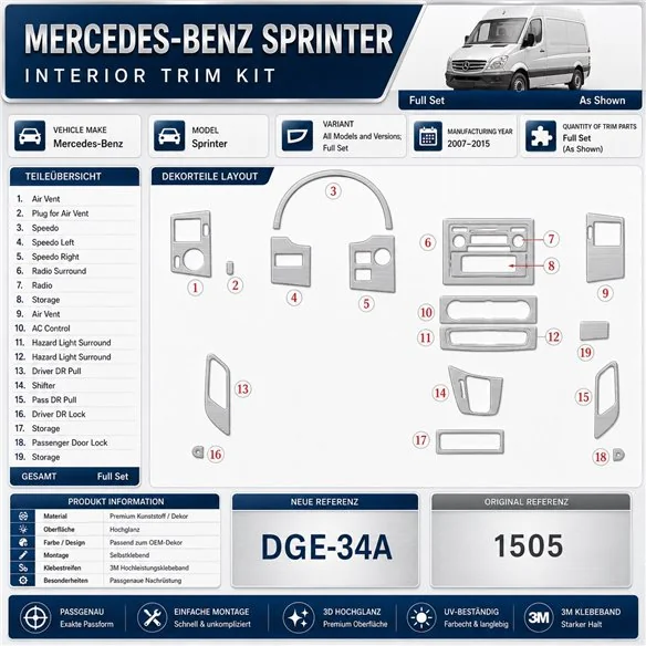 Mercedes Sprinter 2007-2010 Full Set interieur dashboard decoratieset dashboard decor