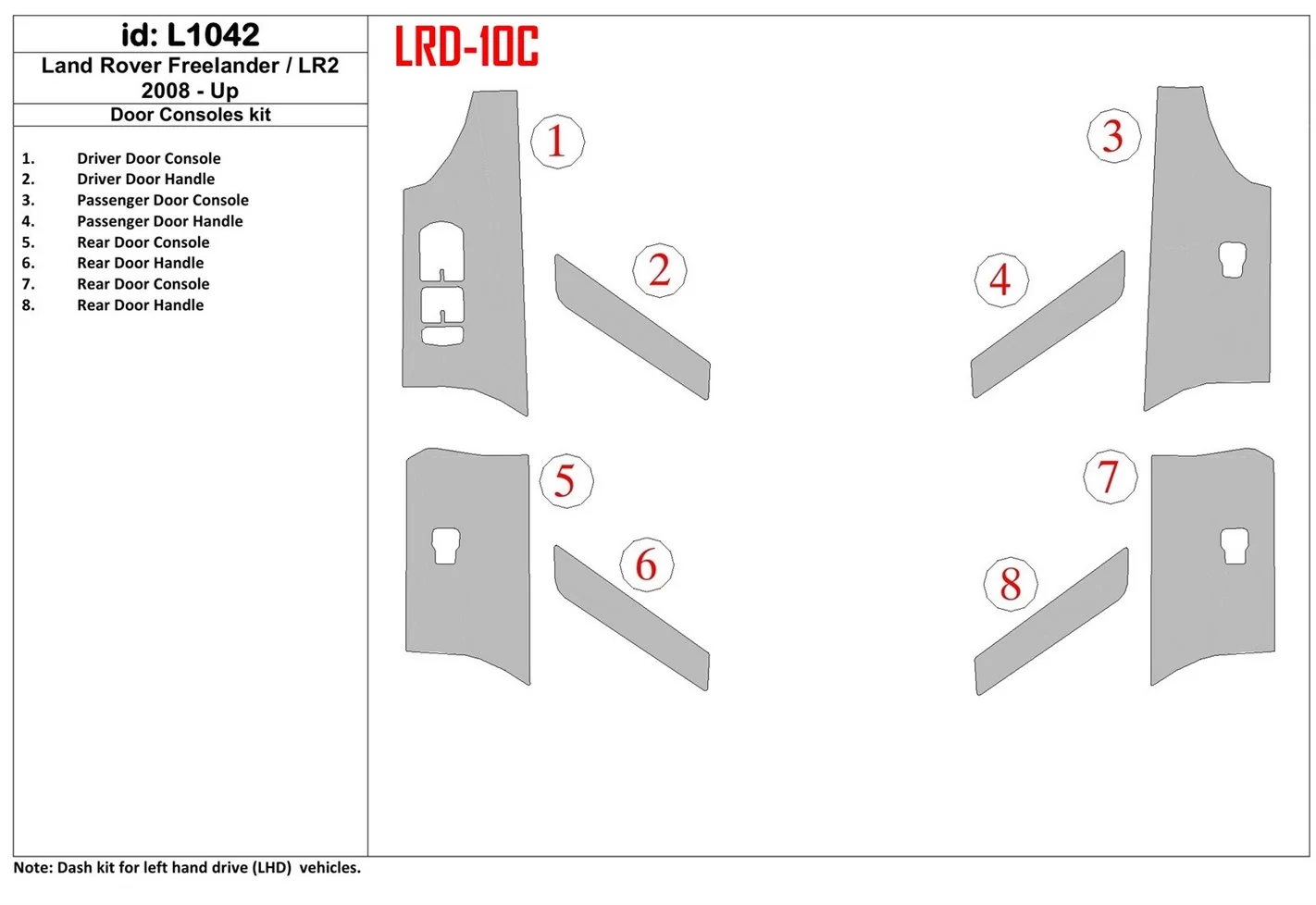 Land Rover Freelander 2 2008-UP doors colsole Interior BD Dash Trim Kit