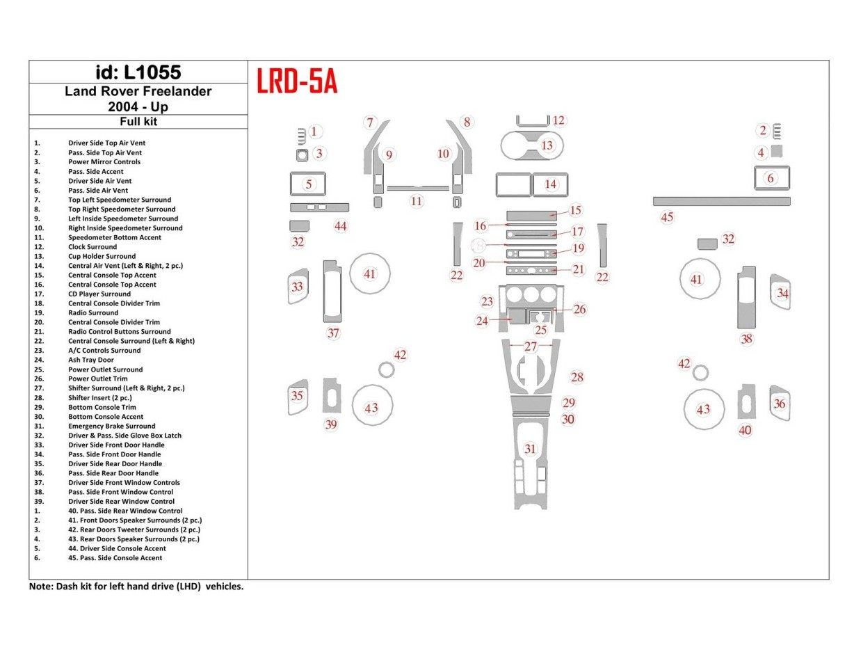 Land Rover Freelander 2004-UP Voll Satz BD innenausstattung armaturendekor cockpit dekor - 1- Cockpit Dekor Innenraum