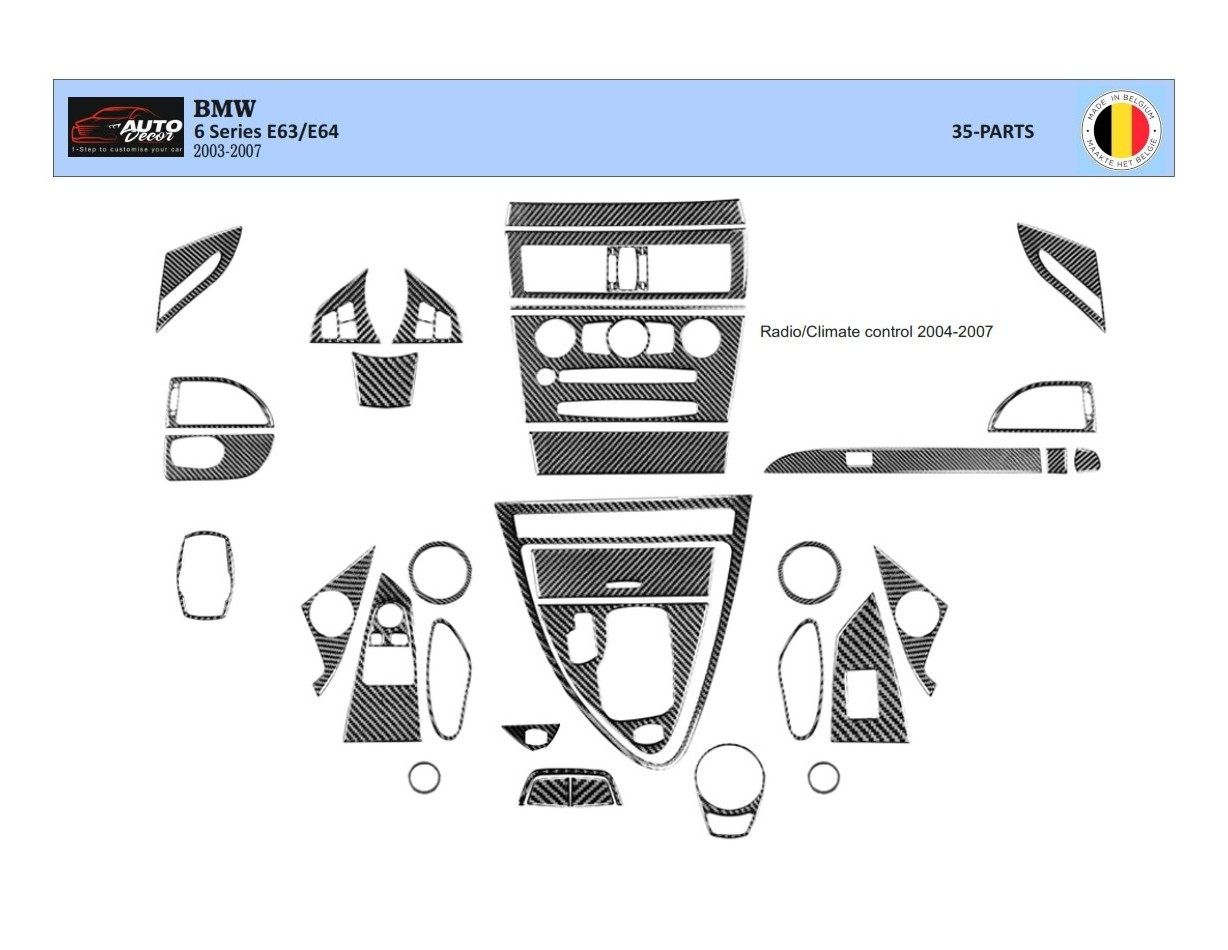 BMW 6-Series E 63 2004-2008 Kit la décoration du tableau de bord 34-Pièce - 1 - habillage decor de tableau de bord