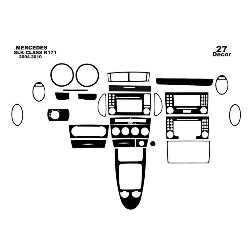 Mercedes SLK (R171) 2004-2010 kit 3D de molduras interiores para salpicadero 27 piezas