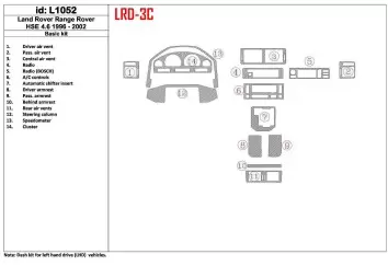 Land Rover Range Rover 1996-2002 46 HSE 2001-2002 Full Set, OEM Compliance, 14 Parts set BD Interieur Dashboard Bekleding Volhou