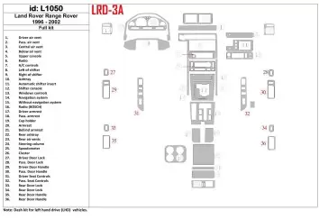 Land Rover Range Rover 1996-2002 Voll Satz, OEM Compliance, 26 Parts set BD innenausstattung armaturendekor cockpit dekor - 2- C