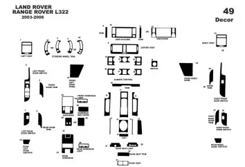 Land Rover Range Rover 2003-2006 3M 3D Interior Dashboard Trim Kit Dash Trim Dekor 49-Parts