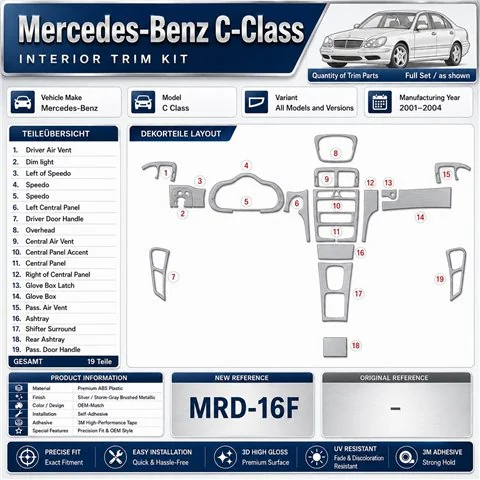 Mercedes Benz C Class 2001-2004 juego completo, 2 Doors, compatibilidad OEM, With Power Seats kit de molduras interiores para sa