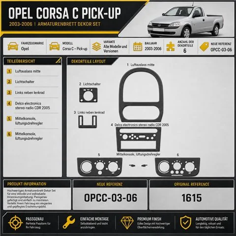Opel Corsa C – Pick-up 2003-2006 3D kit décoration intérieure tableau de bord 6 pièces 2