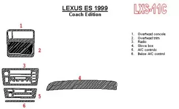 Lexus ES 1999-1999 Ensemble Complet, Coach Edition OEM Compliance BD Kit la décoration du tableau de bord - 1 - habillage decor 