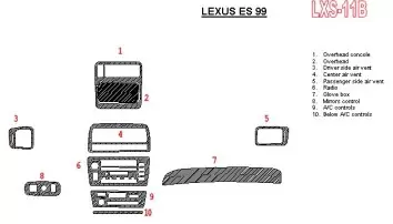 Lexus ES 1999-1999 Full Set, OEM Compliance BD Interieur Dashboard Bekleding Volhouder