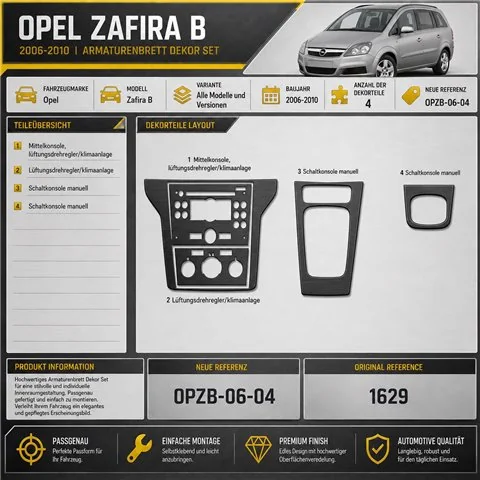 Opel Zafira B 2006-2010 kit 3D de molduras interiores para salpicadero 4 piezas