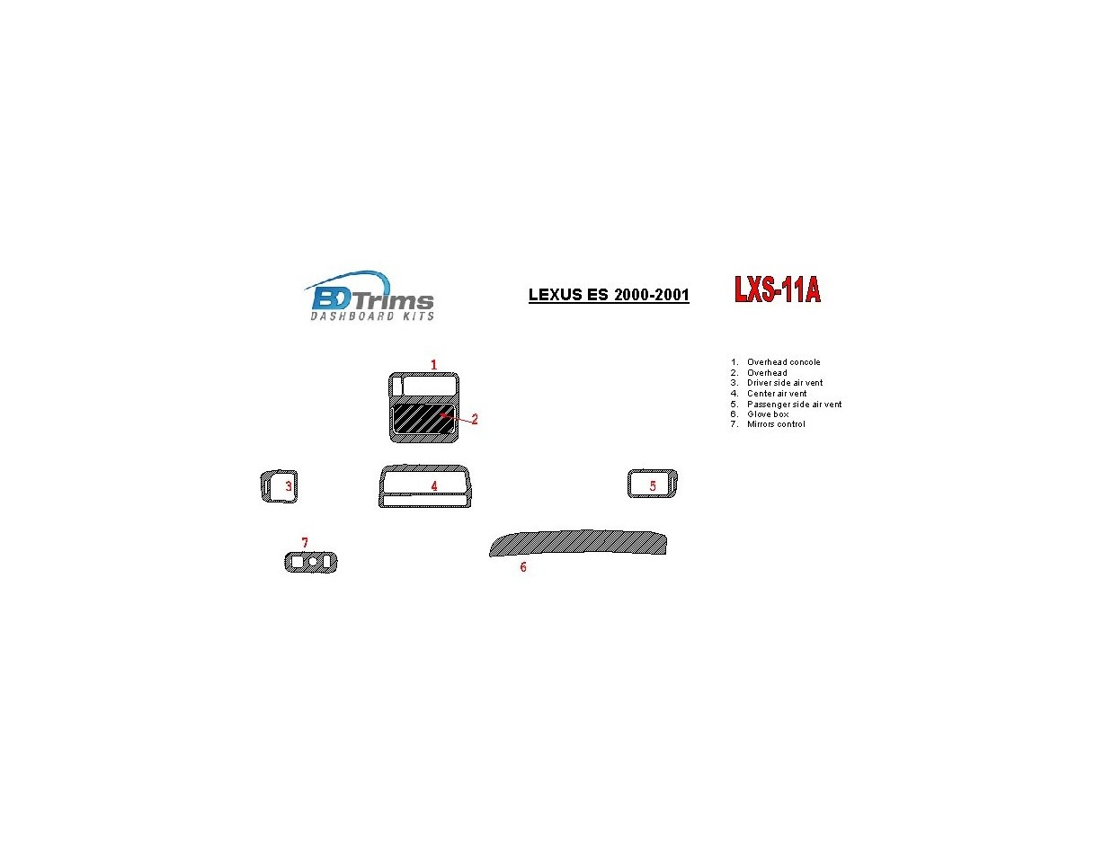 Lexus ES 2000-2001 Ensemble Complet, OEM Compliance BD Kit la décoration du tableau de bord - 1 - habillage decor de tableau de 