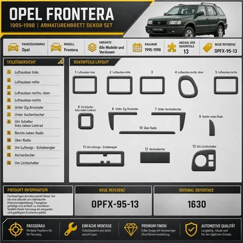 Opel Frontera 1995-1998 3D interieur dashboard decoratieset dashboard decor 13-delen