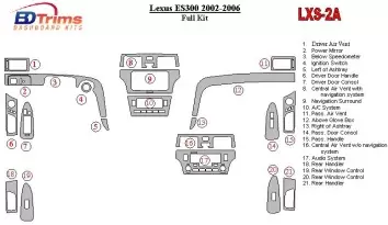 Lexus ES 2002-2006 Ensemble Complet BD Kit la décoration du tableau de bord - 1 - habillage decor de tableau de bord