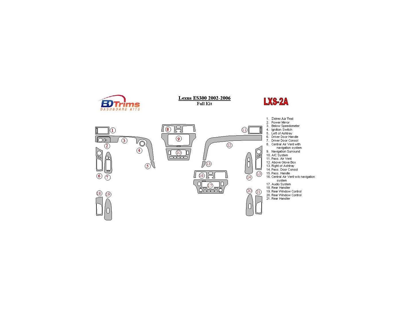 Lexus ES 2002-2006 Full Set Interior BD Dash Trim Kit