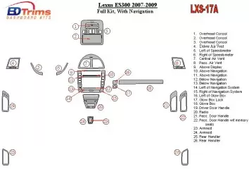 Lexus ES 2007-UP Full Set, With NAVI Interior BD Dash Trim Kit