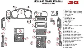 Lexus GS 1998-2000 Nakamichi Radio, OEM Compliance, 26 Parts set Interior BD Dash Trim Kit