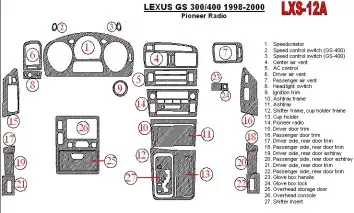 Lexus GS 1998-2000 Pioneer Radio, OEM Compliance,26 Parts set Decor de carlinga su interior
