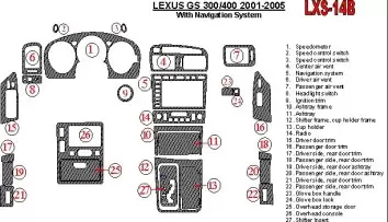 Lexus GS 2001-2005 With NAVI system, OEM Compliance BD Interieur Dashboard Bekleding Volhouder