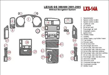Lexus GS 2001-2005 Without NAVI system, OEM Compliance BD Interieur Dashboard Bekleding Volhouder
