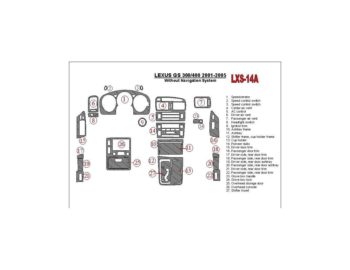 Lexus GS 2001-2005 Without NAVI system, OEM Compliance BD innenausstattung armaturendekor cockpit dekor - 1- Cockpit Dekor Innen