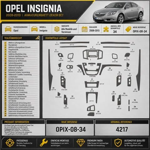 Opel Insignia 2008-2013 3D Cockpit Dekor Interieurleisten Set 34-teilig