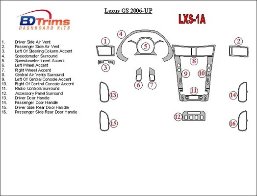 Lexus GS 2006-UP Full Set Interior BD Dash Trim Kit