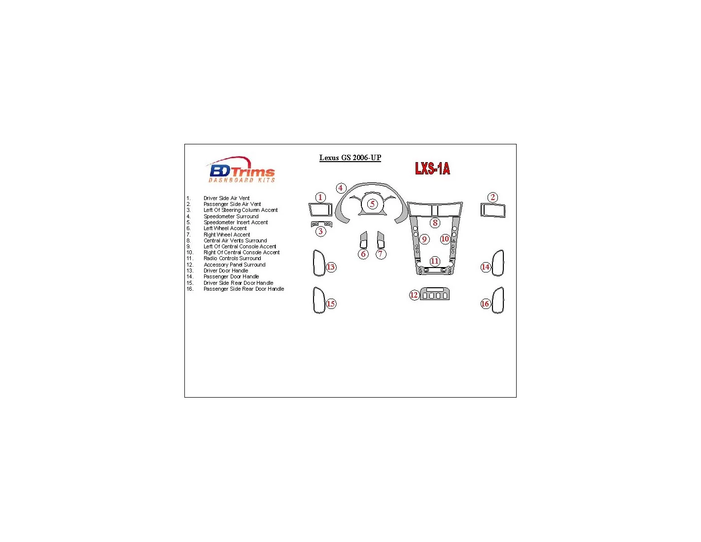 Lexus GS 2006-UP Full Set Interior BD Dash Trim Kit