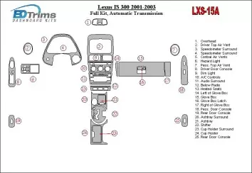 Lexus IS 2001-2003 Full Set, Automatic Gear Interior BD Dash Trim Kit