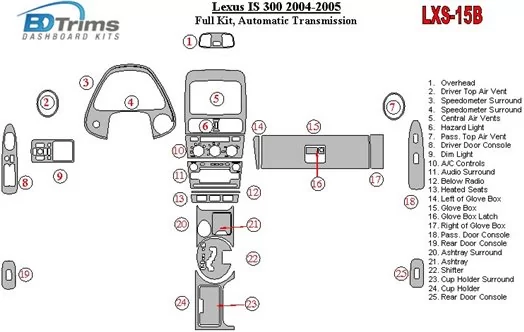 Lexus IS 2004-2005 Full Set, Automatic Gear Interior BD Dash Trim Kit