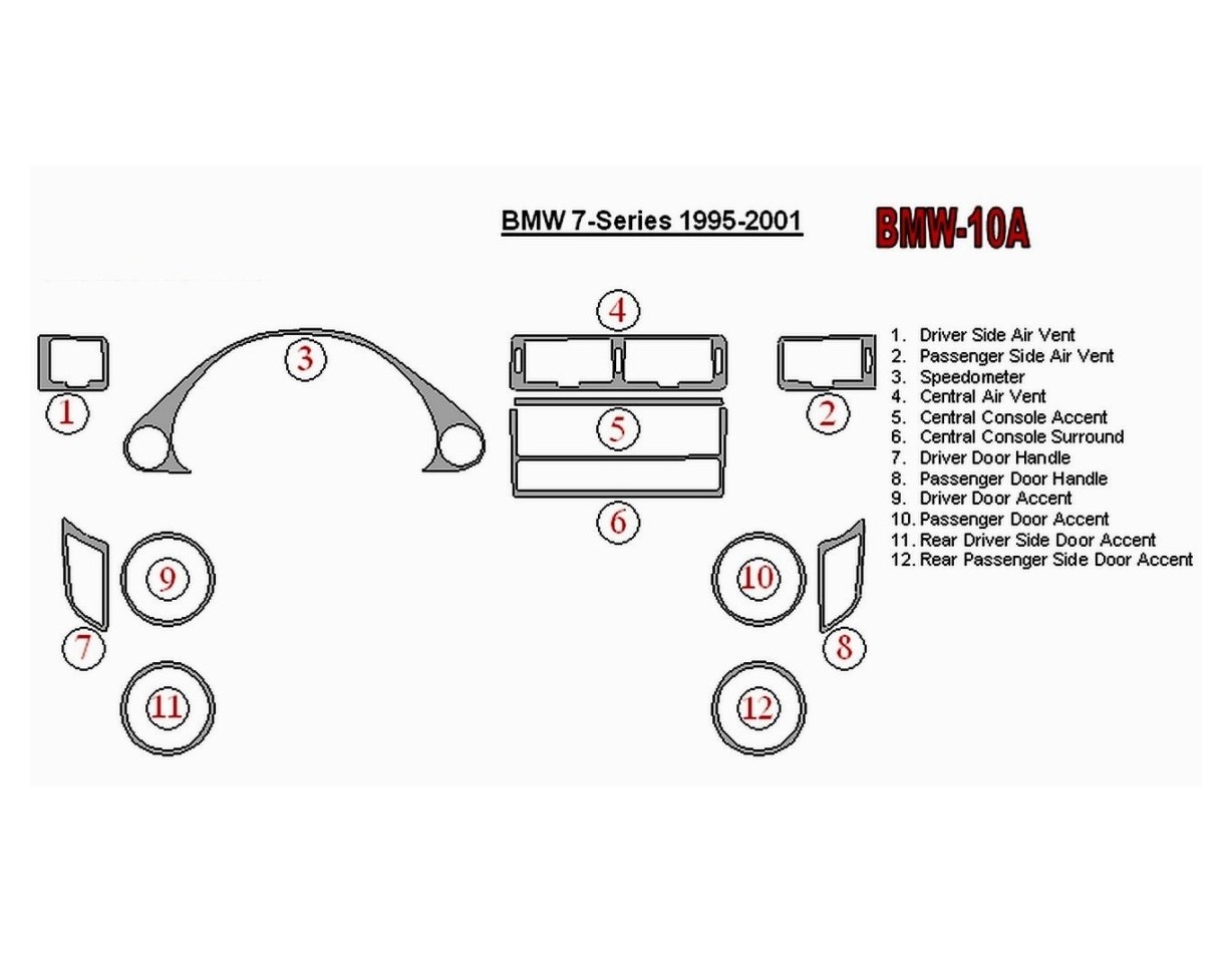 BMW 7 1995-2001 Full Set Interior BD Dash Trim Kit