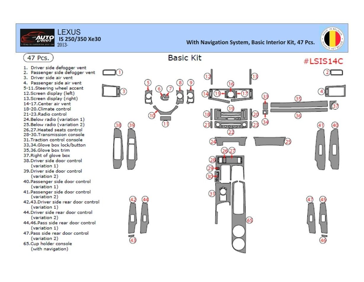 Lexus IS 2013-2022 3D Inleg dashboard Interieurset aansluitend en pasgemaakt op he 47 -Teile