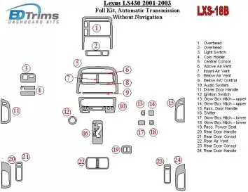 Lexus LS 2001-2003 Full Set, Automatic Gear, Without Navigation Interior BD Dash Trim Kit