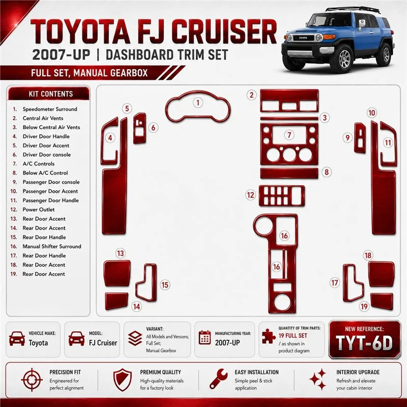 Toyota FJ Cruiser 2007-Actualidad juego completo, Manual Gear Box kit de molduras interiores para salpicadero